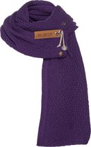Knit Factory Luna Gebreide Sjaal Dames - Colsjaal - Omslagdoek - Purple - 200x50 cm - Inclusief sierspeld
