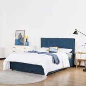 OCTAVE Volwassen bed 140x190 cm - Donkerblauwe stof - Lattenbodem
