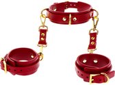 Taboom - D-Ring Halsband en Handboeien - Rood