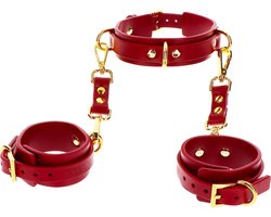 Taboom - D-Ring Halsband en Handboeien - Rood