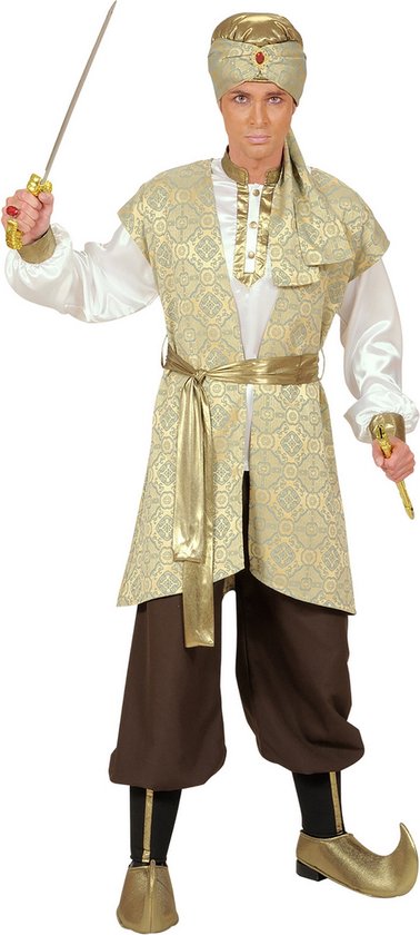 Widmann - 1001 Nacht & Arabisch & Midden-Oosten Kostuum - Prins Van Perzie Kostuum Man - Bruin, Goud - Medium - Carnavalskleding - Verkleedkleding