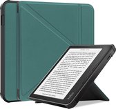 E-reader hoesje voor Kobo Libra 2 hoesje - Tri-fold book case met magnetische sluiting - Donker Groen