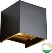 LED Cube Wandlamp 6W | Dim to Warm | IP65 | Zwart | 2000-3000K