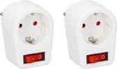 Pakket van 2x stuks stekkerdozen/stroom adapters met switch/kinder beveiliging