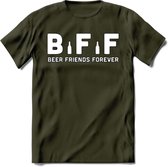 Beer Friends Forever T-Shirt | Bier Kleding | Feest | Drank | Grappig Verjaardag Cadeau | - Leger Groen - S