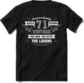 71 Jaar Legend T-Shirt | Zilver - Wit | Grappig Verjaardag en Feest Cadeau | Dames - Heren - Unisex | Kleding Kado | - Zwart - XXL