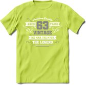 63 Jaar Legend T-Shirt | Zilver - Wit | Grappig Verjaardag en Feest Cadeau | Dames - Heren - Unisex | Kleding Kado | - Groen - XL