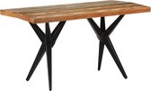 Decoways - Eettafel 140x70x76 cm massief gerecycled hout