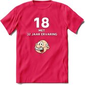 18 met 32 jaar ervaring T-Shirt | Grappig Abraham 50 Jaar Verjaardag Kleding Cadeau | Dames – Heren - Roze - S