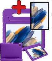 Samsung Tab A8 Hoes Kinder Hoesje Kids Case Met Screenprotector Glas - Samsung Galaxy Tab A8 2021 Hoes Kindvriendelijk (10,5 inch) - Paars