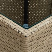 Decoways - Theetafel 41,5x41,5x44 cm poly rattan en gehard glas beige