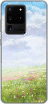 Geschikt voor Samsung Galaxy S20 Ultra hoesje - Waterverf - Bloemen - Landschap - Siliconen Telefoonhoesje