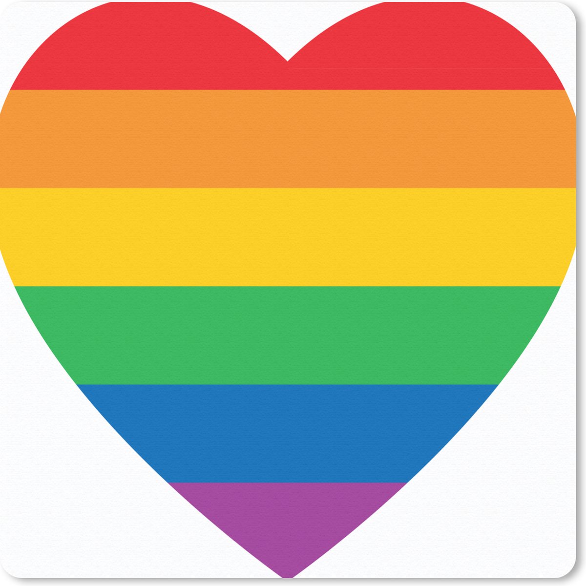 Muismat 30x30 cm - Mousepad Een illustratie van een hart met alle kleuren van de regenboog - Muismatten