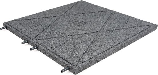 Terrastegels rubber | Grijs | Per 1 m² | 4 stuks | 50x50cm | Pen/Gat |  Dikte 3cm | bol