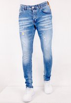Slim Fit Jeans met Verfspatten Heren -DC-002- Blauw