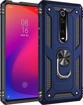 Xiaomi Mi 9T Hoesje - Mobigear - Armor Ring Serie - Hard Kunststof Backcover - Blauw - Hoesje Geschikt Voor Xiaomi Mi 9T