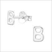 Aramat jewels ® - Zilveren initiaal oorbellen letter b 925 zilver 5x3mm