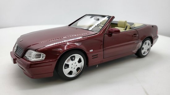 Miniature Mercedes 500 1/18 Norev SL  R129  Metallise Bleue 1998 Avec Softtop Et Hardtop