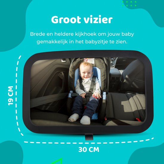 Deryan Luxe XL Autospiegel Baby Verstelbaar - Kinderspiegel Auto