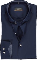 ETERNA slim fit performance overhemd - superstretch lyocell - donkerblauw (dessin contrast) - Strijkvriendelijk - Boordmaat: 39