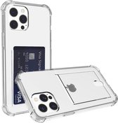 Crystal Backcase Shockproof Met Pasjeshouder Hoesje iPhone 12 Pro Max Transparant - Telefoonhoesje - Smartphonehoesje - Zonder Screen Protector