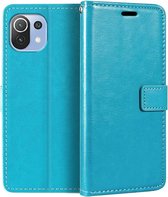LuxeBass Boekhoesje geschikt voor Xiaomi Mi 11 Lite - Turquoise - telefoonhoes - gsm hoes - telefoonhoesjes