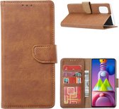 LuxeBass Hoesje geschikt voor Samsung Galaxy M51 - Bookcase Bruin - portemonnee hoesje - telefoonhoes - gsm hoes - telefoonhoesjes