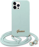 iPhone 12 Pro Max Backcase hoesje - Guess - Effen Mintgroen - Silicone