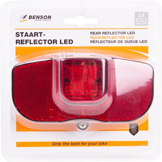 Fiets achterlicht / staartreflector - LED - universeel - batterijachterlicht met reflector - fietsverlichting / achterlichten — afbeelding 2