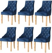 Medina Eetkamerstoelen 6 st massief eikenhout en fluweel blauw