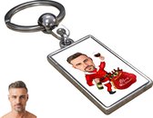 Merry Christmas Karikatuur - Gepersonaliseerde Karikatuur Sleutelhanger met Jouw Foto - Cadeau - Verjaardag - Kerst - Kado - Valentijn - Gepersonaliseerd Cadeau