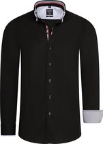 Rusty Neal - Heren Overhemd - Dubbele Kraag - Regular Fit - Stretch - 11028 - Zwart