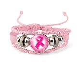 GoedeDoelen.Shop | Veterarmband Pink Ribbon - Fuchsia | Pink Ribbon Sieraad | Pink Ribbon Armband | Statement Armband | In Maat Verstelbaar | Cancer Awareness | Hope | Cadeau | Wellness-House