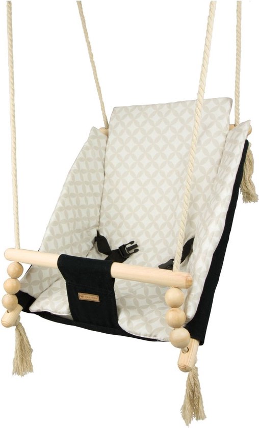 Babyschommel - voor binnen - zwart crème met diamant - tot 20 kg van La Marzocco Junior — afbeelding 3