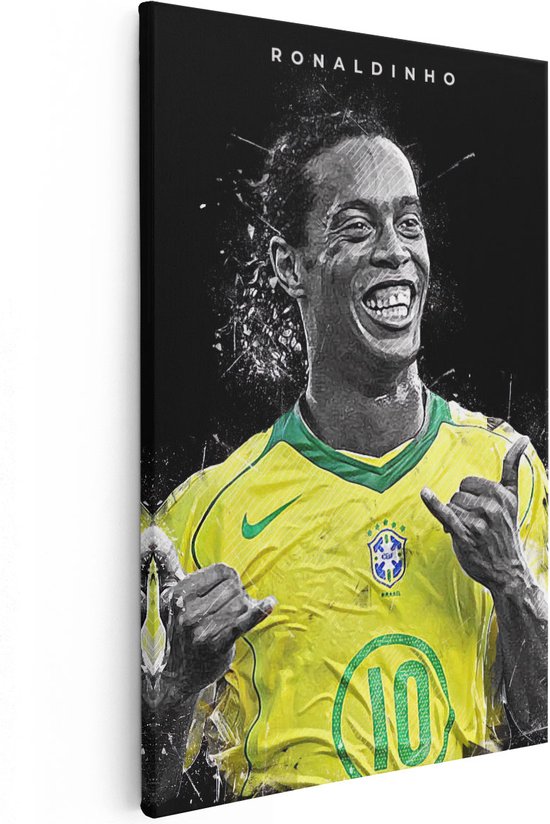 Artaza Canvas Schilderij Ronaldinho bij het Brazilliaans Elftal - 20x30 - Klein - Foto Op Canvas - Canvas Print