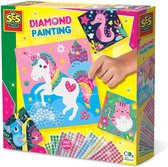 SES - Diamond painting - Vrolijke dieren - 1440 diamonds in 8 kleuren - met 4 gekleurde kaarten