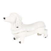 Sieradendoos Hond 8*3*5 cm Wit Ijzer Juwelendoos Sieradenbox Sieradenkist