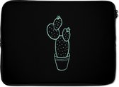 Laptophoes 13 inch - Zomer – Cactus - Pastel - Laptop sleeve - Binnenmaat 32x22,5 cm - Zwarte achterkant
