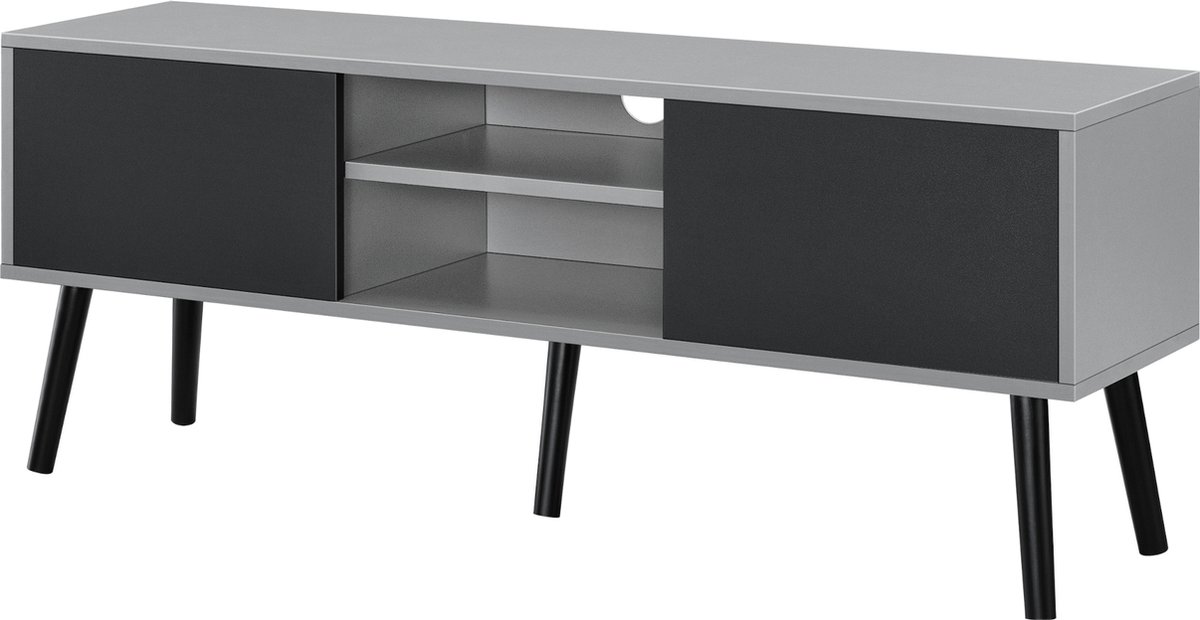 en.casa TV meubel Eskilstuna tv kast 120x29,5x46,5 cm lichtgrijs zwart lichtgrijs en zwart