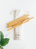 Herbruikbare rietjes van bamboe - herbruikbare cocktail rietjes - bamboe rietjes - duurzame rietjes - 6 stuks - inclusief schoonmaak borstel