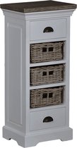 Tower living | napoli ladenkast met 5 lades | teakhout (gerecycled) | wit | 40 x 30 x 90 (h) cm