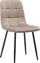 IN.HOMEXL – Farris Square - Beige - Eetkamerstoel met zonder armleuning - Fluweel Stoel - Eetstoelen - Velvet Eetkamerstoel - Metaalpoot - Fluweel Stoelen - Eetkamerstoel set van 6