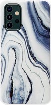 ADEL Siliconen Back Cover Softcase Hoesje Geschikt voor Samsung Galaxy A32 (5G) - Marmer Blauw Wit