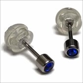 Aramat jewels ® - Zweerknopjes geboortesteen oorbellen september saffier blauw chirurgisch staal 3mm