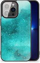 Siliconen Hoesje iPhone 13 Pro Telefoon Hoesje met Zwarte rand Painting Blue