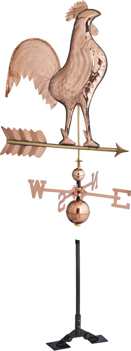 Weerwijzer tuin met dakmontage weerhaan, metalen windrichtingaanwijzer