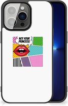 Silicone Back Case iPhone 13 Pro Telefoon Hoesje met Zwarte rand Popart Princess