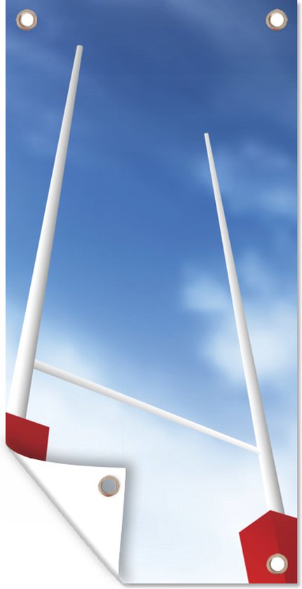 Tuinposter Een illustratie van de doelpalen van rugby - 30x60 cm - Tuindoek - Buitenposter