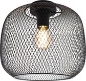 Olucia Emado - Industriële Plafondlamp - Aluminium - Zwart - Rond - 30 cm
