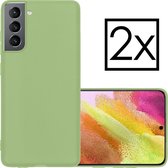 Samsung Galaxy S21 FE Hoesje Back Cover Siliconen Case Hoes - Groen - 2x